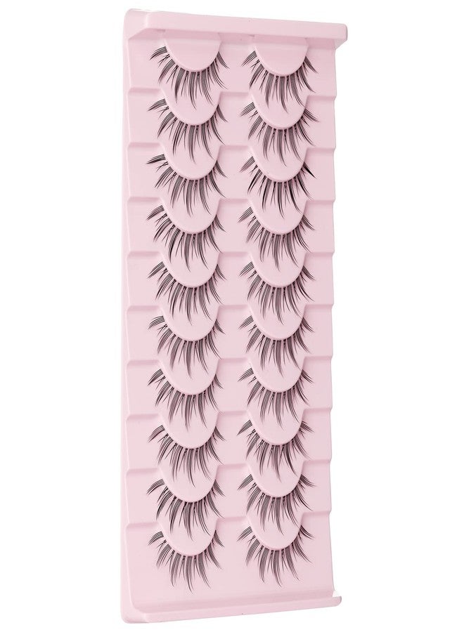 Outopen Manga Lashes Natural Look Japanese Anime Lashes Korean Asian Wispy Spiky Lashes with Clear Band Short Fake Eyelash 10 Pairs Pack by outopen - Image 4